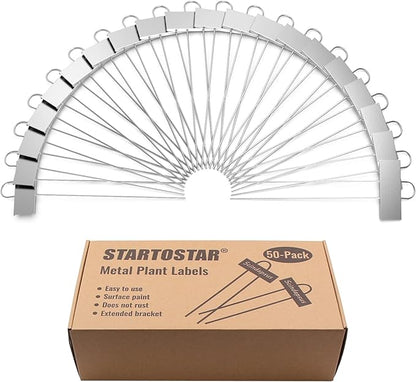 50-Pack Metal Plant Labels Weatherproof Garden Markers,Height 10.6'', Label Area 3.5''X 1.2''