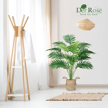 Der Rose Fake Palm Tree 28Inch Faux Plant Potted Tall Fake Plant with Hand-Woven Baskets Artificial