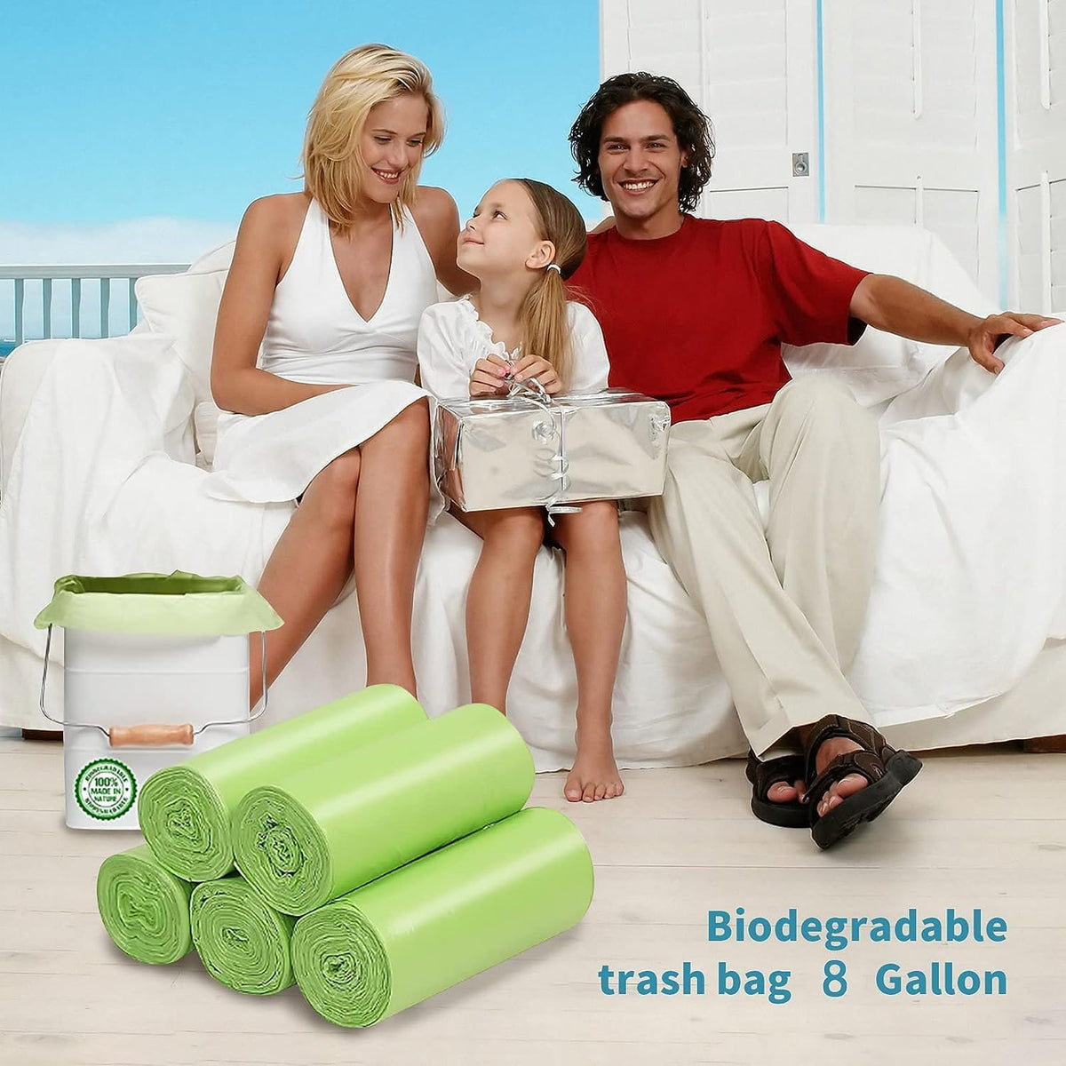 Biodegradable Trash Bags 8 Gallon, 100 Count Small Compost Bags, Compostable Strong Bathroom