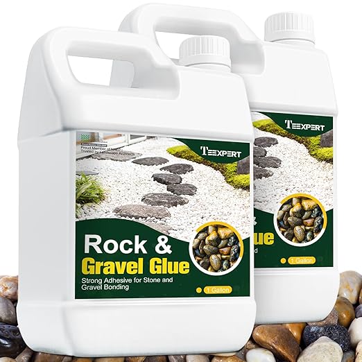 Teexpert 2 Gallon Rock Glue for Landscaping – Strong Pea Gravel Binder & Stone Adhesive for