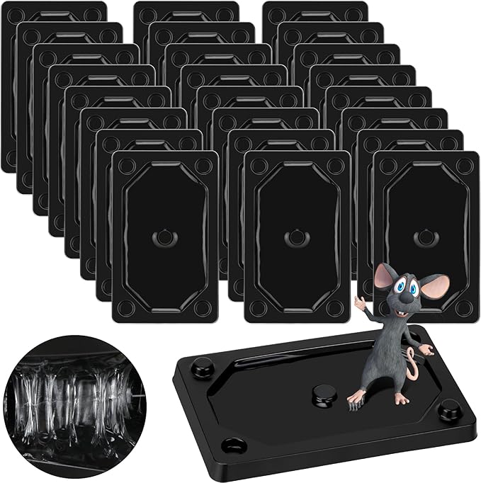 Qualirey 24 Pieces Mouse and Insect Glue Traps Baited Sticky Plastic Boards for House Rodents