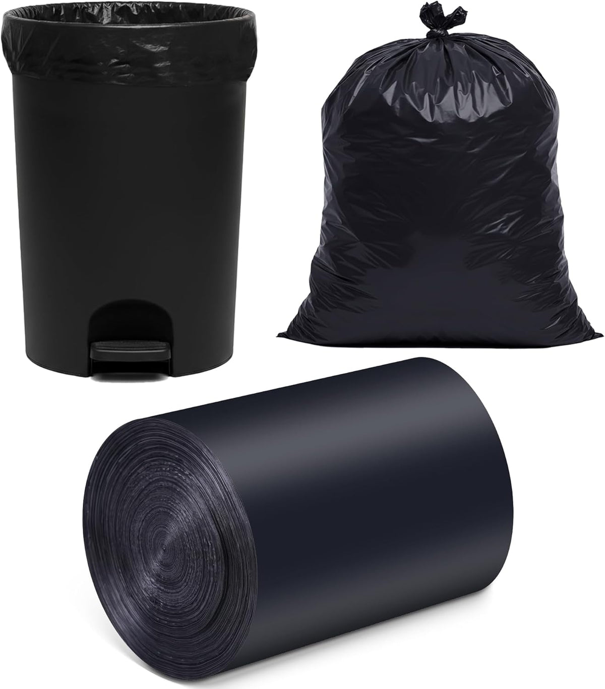 O2frepak 13 Gallon Multipurpose Tear-Resistant Trash Bags,Heavy Duty,Tastless and Black Garbage