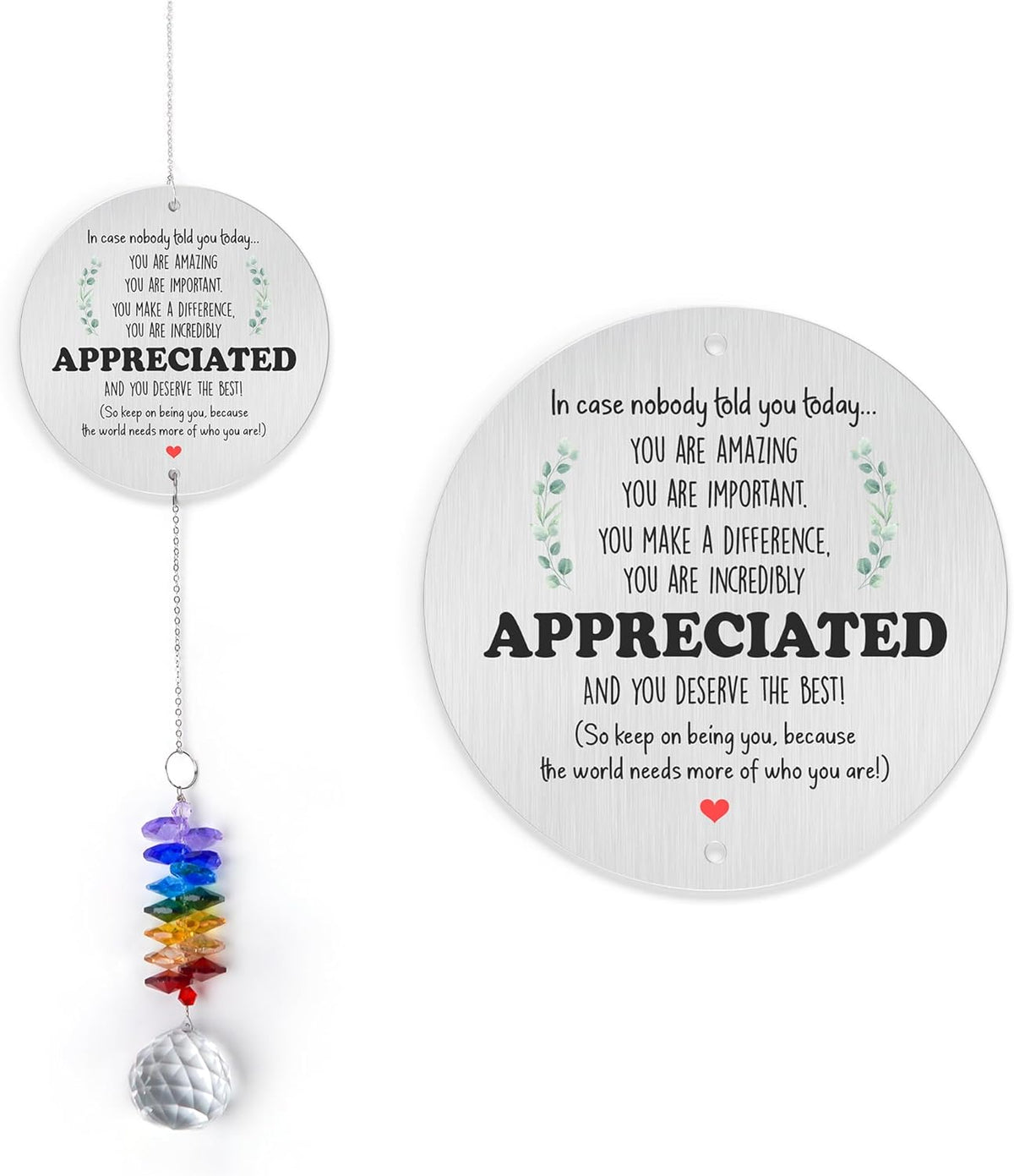 Aluminum Ornament Suncatcher - You are Appreciated - Inspirational Gift Ideas - Encouragement