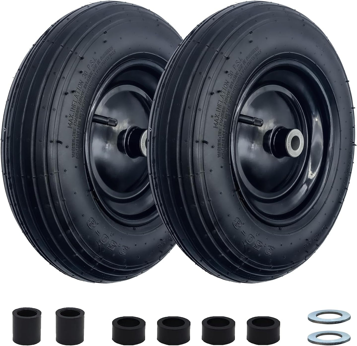 2-Pack 14.5-Inch Wheelbarrow Tire.3.50-8" Pneumatic Tires and wheels with 3"- 6" Center Hub and