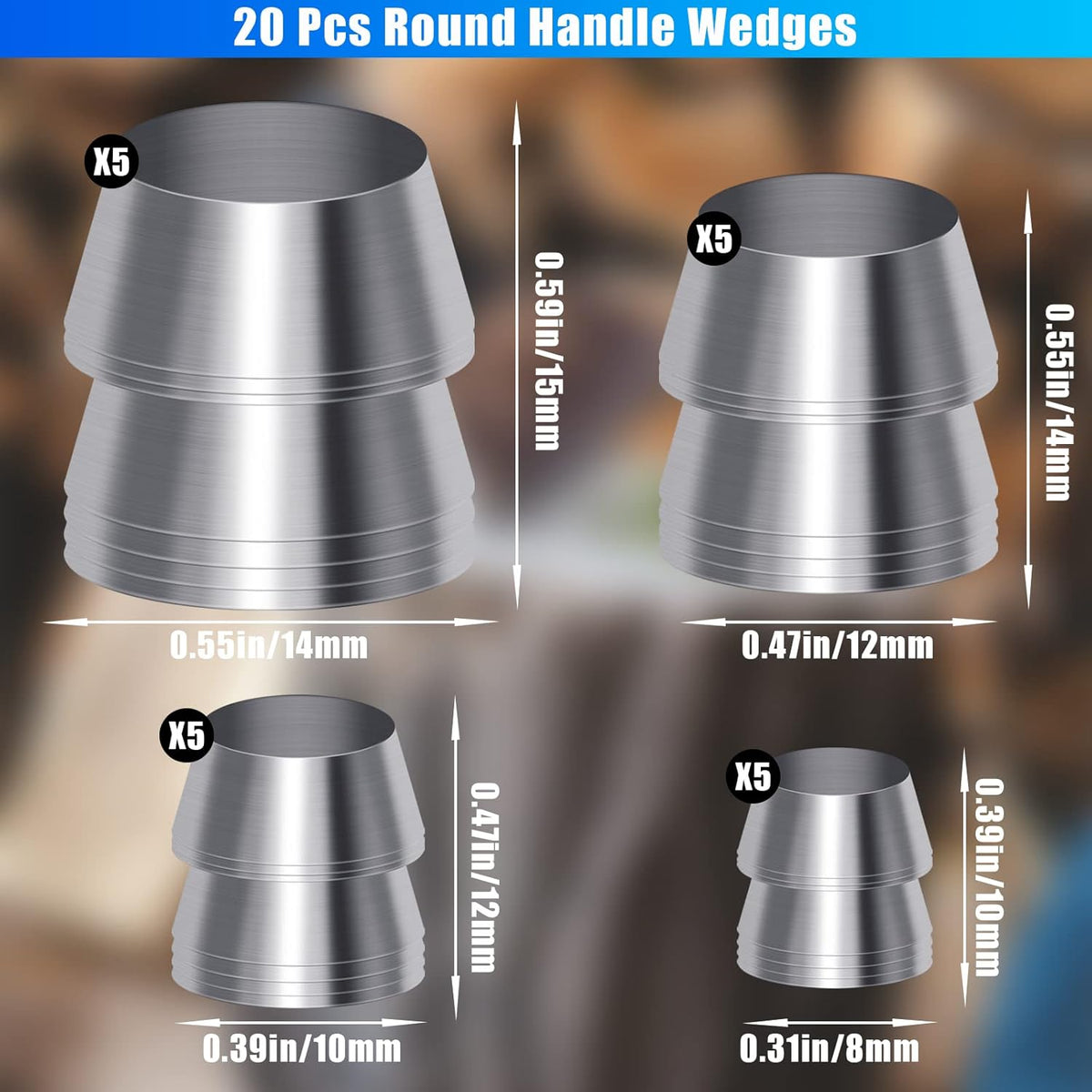 20 Pcs Safety Round Handle Wedges Axe Hand Metal Wedge Hammer Handle Steel Wedge Mauls Handle Wedge