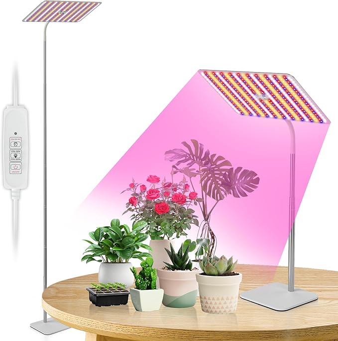 BESTVA 48W Grow Lights for Indoor Plants with Stand, Full Spectrum LED Plant Light for Indoor
