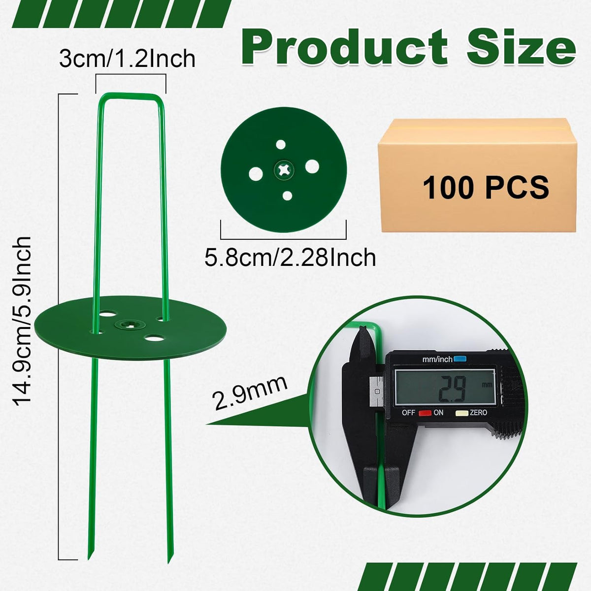 100 PCS Landscape Staples + 100 PCS Gaskets, U-Shaped Galvanized Garden Stakes Landscaping Fabric