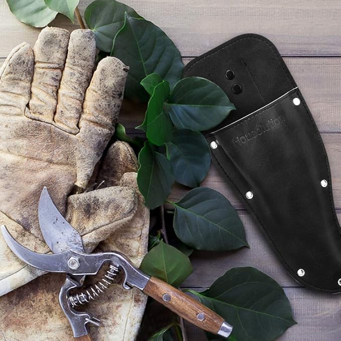 Housolution Garden Pruner Sheath, Pruner Holster, Premium PU Leather Holster Protective Case Cover