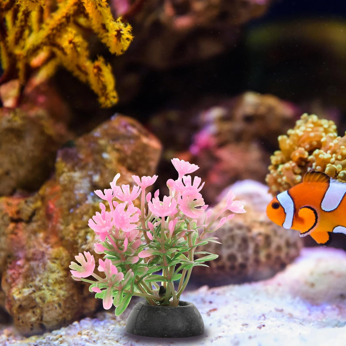 20pcs Fish Tank Decorations Set Aquarium Plants, Colorful Artificial Decor - Mini Plastic Water