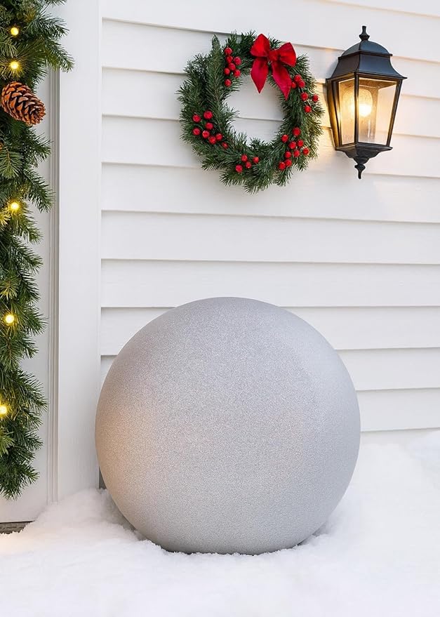 Lulu Decor, Silver Glitter Stainless Steel Gazing Mirror Ball Size 14, Smooth Reflective Shiny