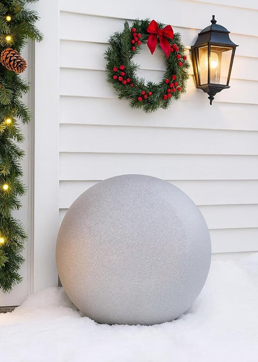 Lulu Decor, Silver Glitter Stainless Steel Gazing Mirror Ball Size 14, Smooth Reflective Shiny