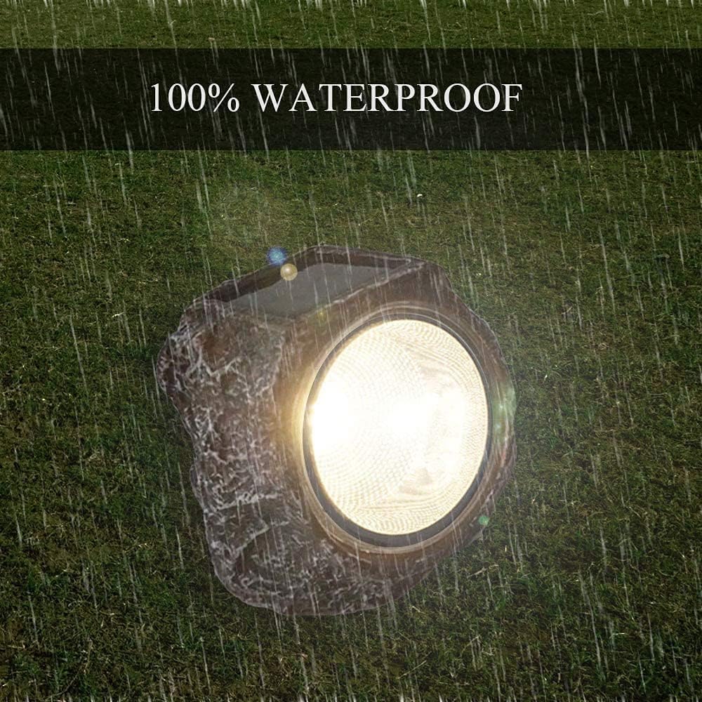 EiGreen Solar Garden Rock Lights Outdoor, 2 Pack 10 LED Waterproof Solar Powered Rock Light，