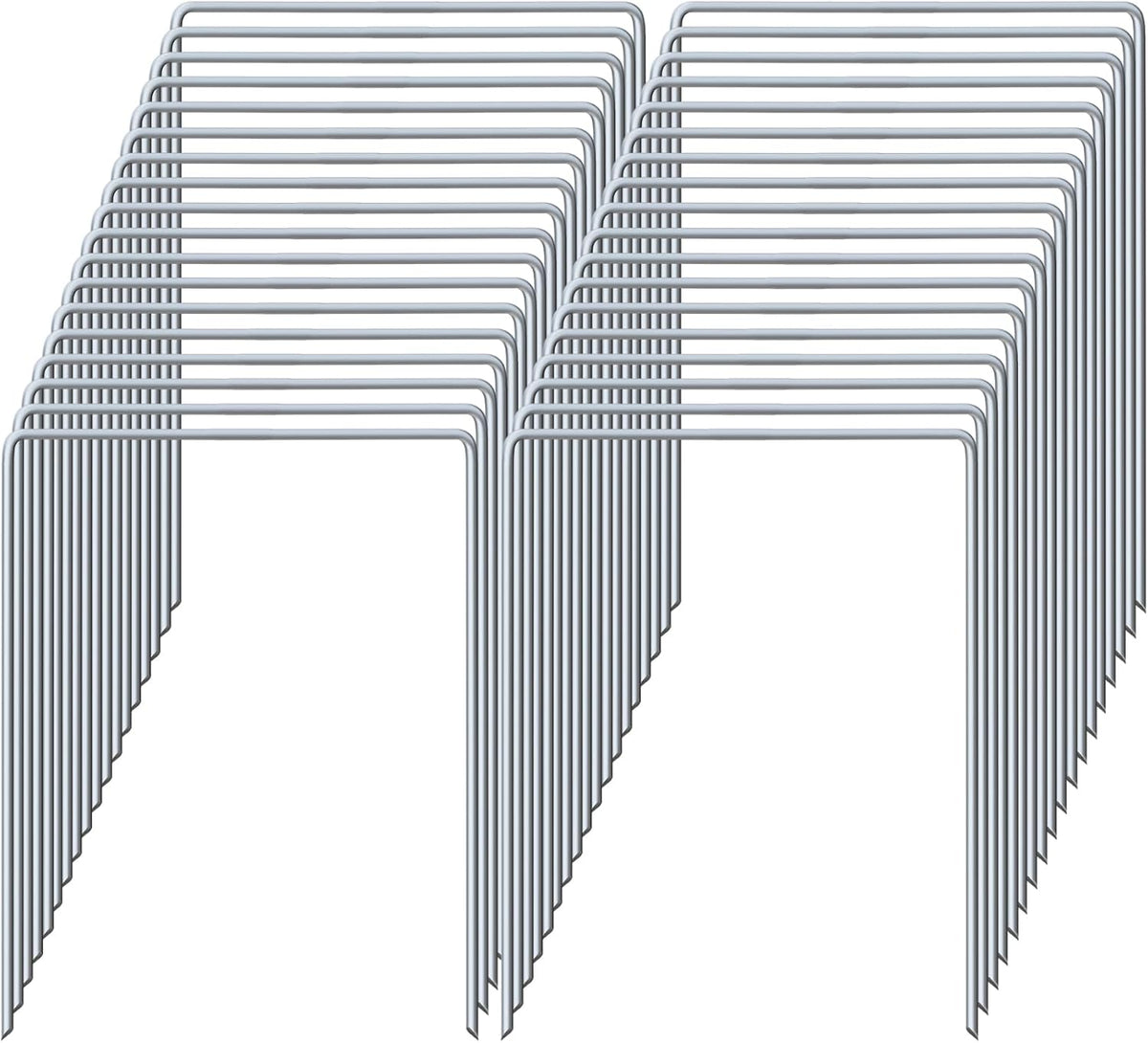 80 Pack Heavy Duty Wide Landscape Staples, 7 Gauge Galvanized Steel Turf Stakes Garden Stakes Bulk