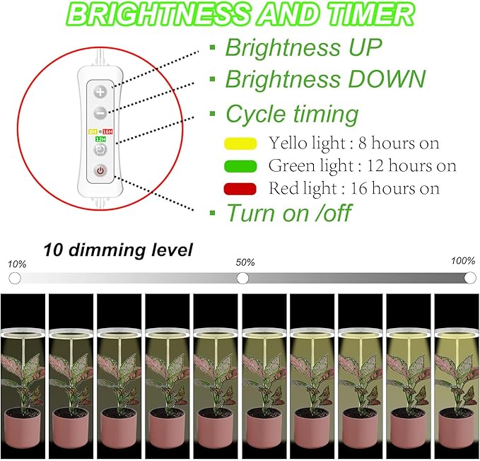 Plant Grow Light,Yadoker LED Growing Light Full Spectrum for Indoor Plants,Height Adjustable