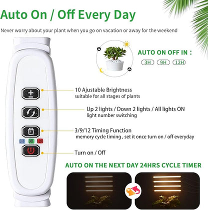 LED Plant Growing lamp, 3500K Full Spectrum Grow Light Strips for Indoor Plants with 3/9/12H Timer