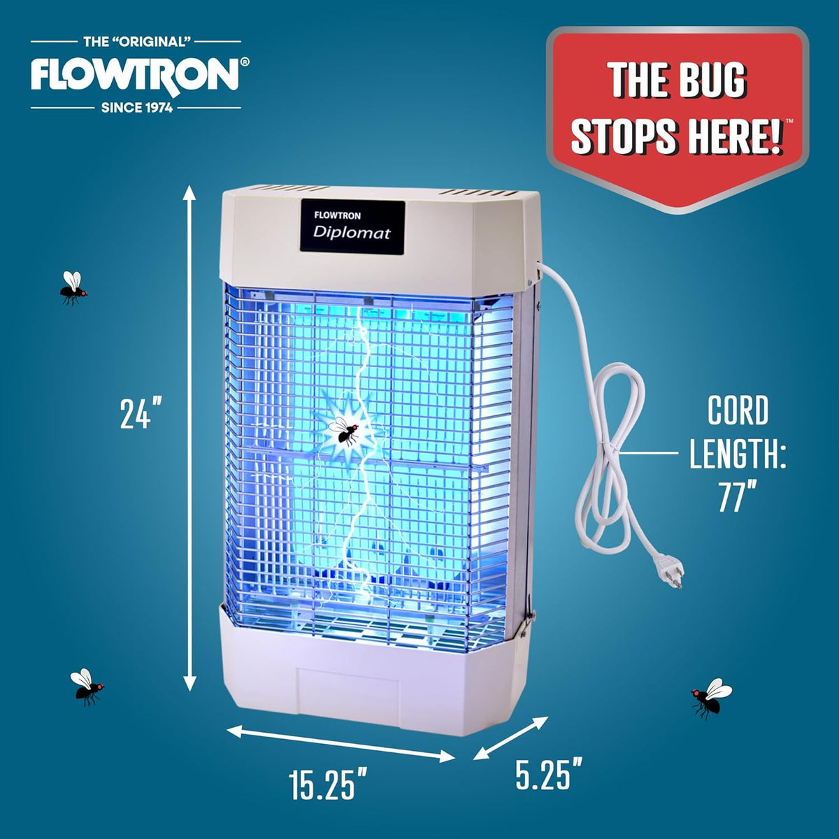 Flowtron Indoor Bug Zapper | Electric Fly & Insect Killer with 120W UV Light, Pheromone Lure