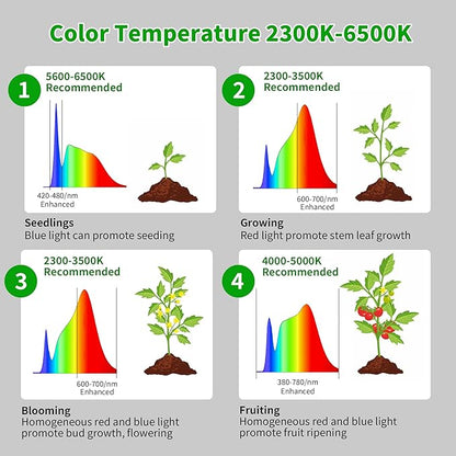 chiphy Desk Grow Lights for Indoor Plants, Full Spectrum LED Plant Light, 40W Aluminum Tabletop