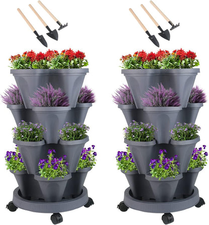 Vertical Planter 4 Tier Stackable Planters Garden Planters Strawberry Herb Flower and Vegetable