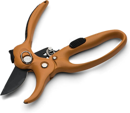 Kings County Tools Ratcheting Hand Pruner | Extra Cutting Strength | Adjust Grip to Activate