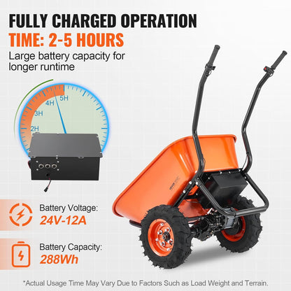 VEVOR Electric Wheelbarrow Cart, 500W Powered Utility Garden Wagon Dump Cart, 4.5 Cu. Ft. Load &