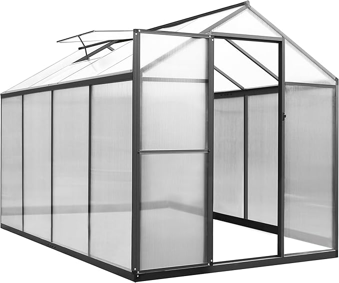 BlueWish 6x8FT Greenhouse, Walk-in Green House with Adjustable Vents, Rivet Structure, Greenhouses