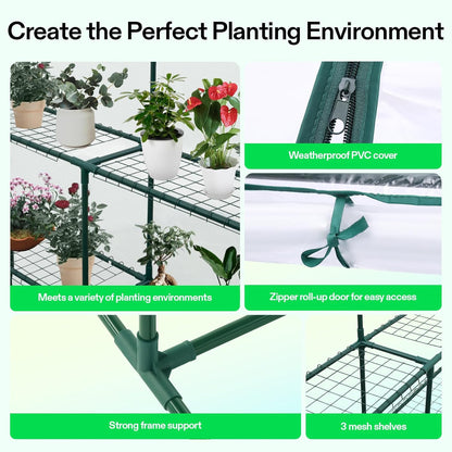 VIVOSUN 57x57x77-Inch Transparent Mini Walk-in Green House with Window and Anchor, Plant Garden Hot