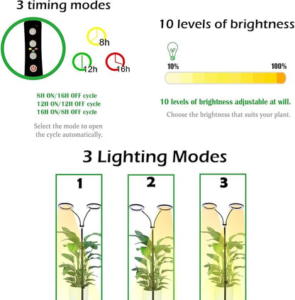 yadoker Desk Plant Grow Light for Indoor Plant, Dual-Head LED Grow Light,Height