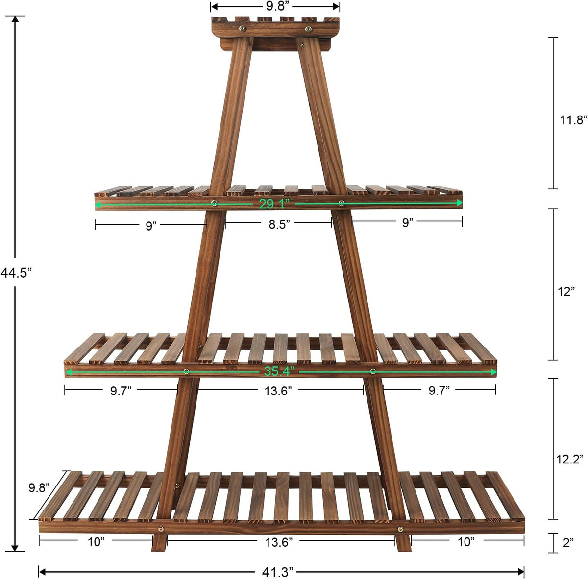 Ufine 4 Tier Wood Plant Stand Indoor Outdoor A Frame Plant Display Shelf for Multiple Plants Flower
