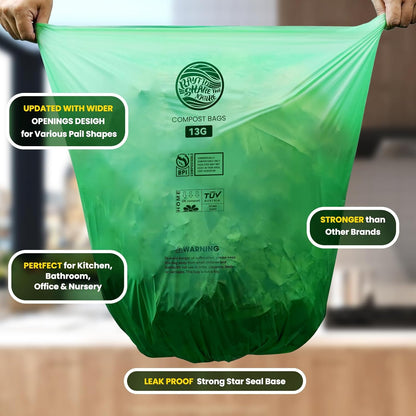 Trash bags 13+ gallon tall kitchen,Compostable Trash Lawn & Leaf Yard Waste Bags,Kitchen Compost