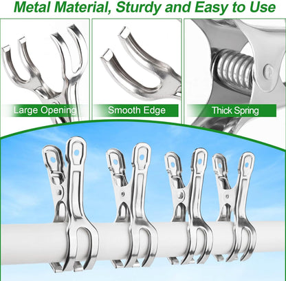 Upgrade Large Garden Clips, Stainless Steel Greenhouse Clamps for 3/4'', 1'', 2'' Pipes, Strong
