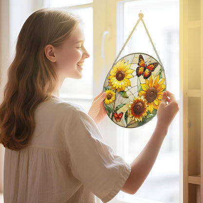 Butterfly Stained Glass Window Hanging, 8 Inch Sun Catchers Indoor Window, Suncatchers for Windows