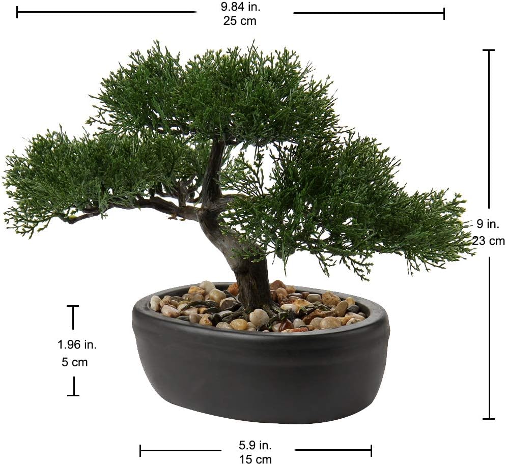 Artificial Bonsai Tree Juniper Faux Plants Indoor Small Fake Plants Decor with Ceramic Pots for