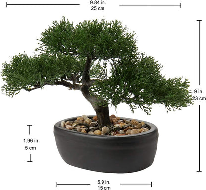 Artificial Bonsai Tree Juniper Faux Plants Indoor Small Fake Plants Decor with Ceramic Pots for