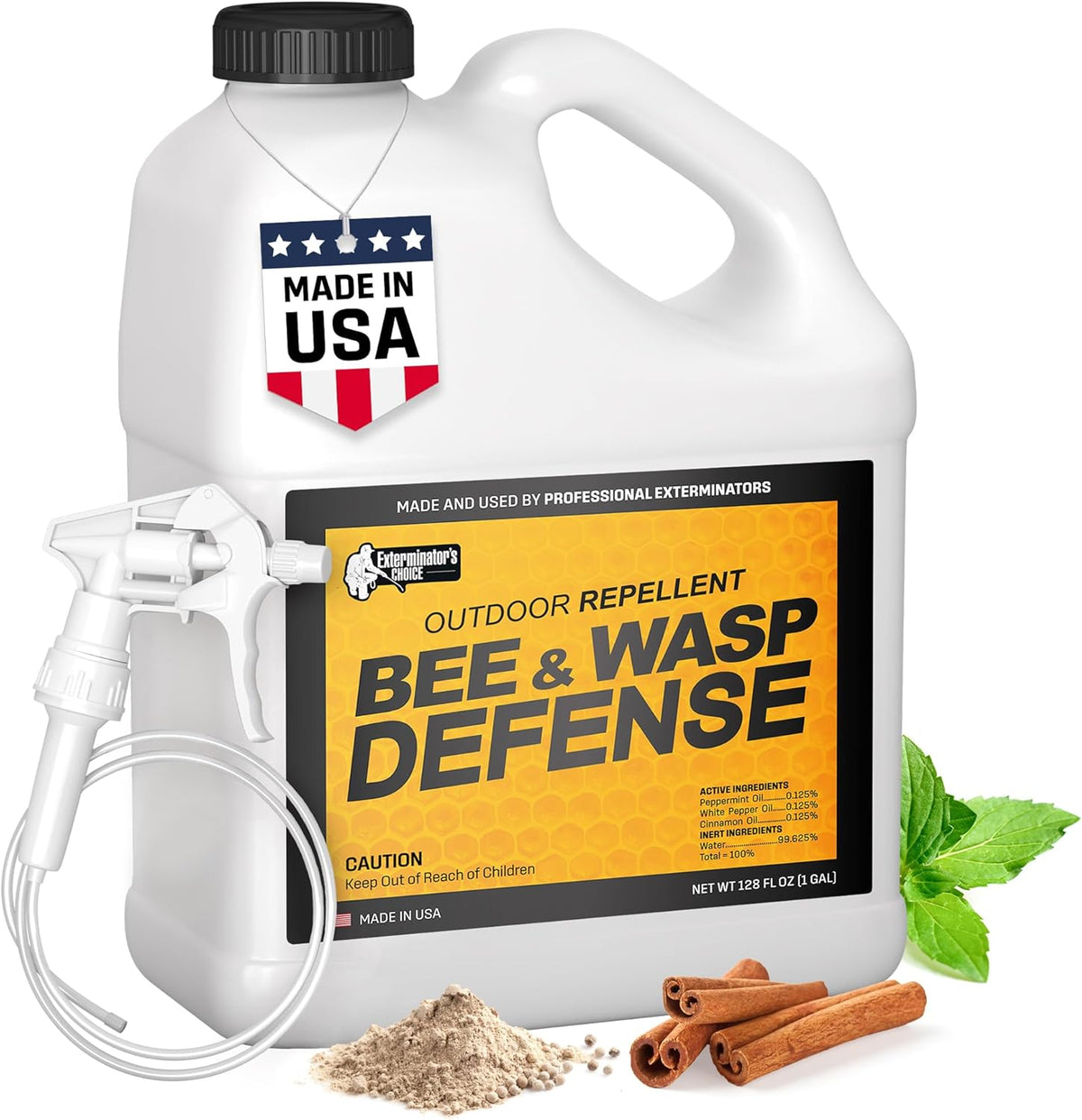 Exterminator’s Choice Bee Exterminator & Wasp Defense - 125 fl oz Cinnamon Scent - Natural