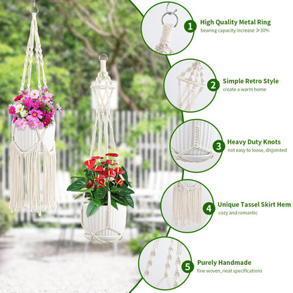 SFENNGPET Macrame Plant Hangers, 6Pack Hanging Planters for Indoor Plants