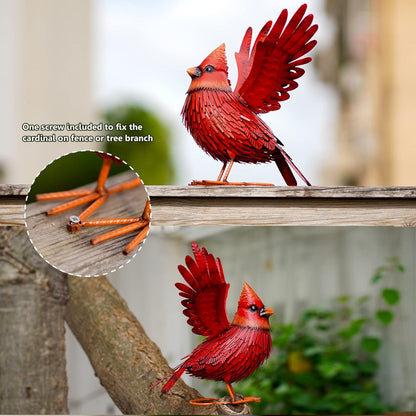 Nacome Cardinal Garden Decor Metal Yard: Art Outdoor Sculptures & Statues Large Red Bird Ornaments