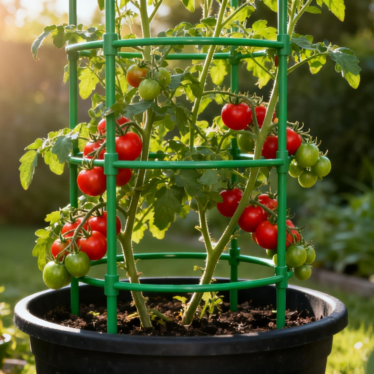 Tomato Cage Plant Support Cages for Garden, Upgrade Garden Plant Stakes with Adjustable Rings