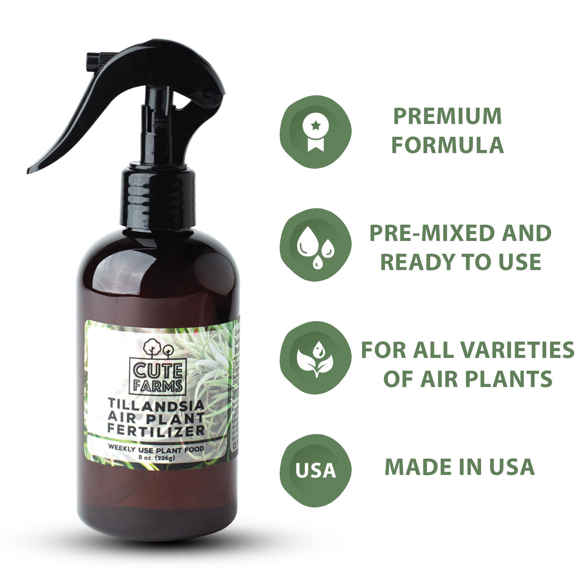 Cute Farms Tillandsia Air Plant Fertilizer | Gentle Weekly Use Formula Plant Food | Formulated