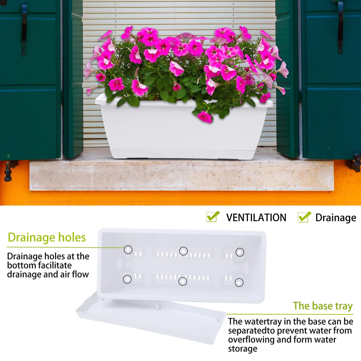 CHUKEMAOYI Window Box Planter, 7 Pack Plastic Vegetable Flower Planters Boxes 17 Inches Rectangular