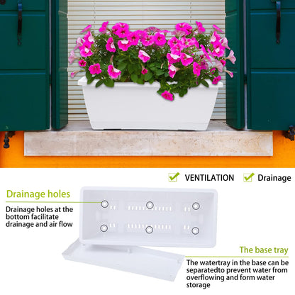CHUKEMAOYI Window Box Planter, 7 Pack Plastic Vegetable Flower Planters Boxes 17 Inches Rectangular