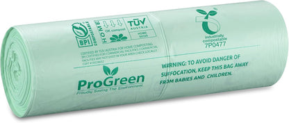 ProGreen Compostable Trash Bags 2.6 Gallon, 100 Count, Extra Thick 0.71 Mil, Small Compost Kitchen