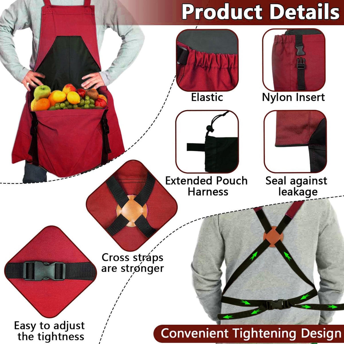 Tintsabo Gardening Apron, Harvest Apron Gardening Gifts for Men Gardening Apron with Pockets for