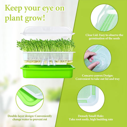 Legigo 8 Pack Seed Sprouter Trays with Lids- Soil-Free Cultivation Germination Tray, BPA Free Micro