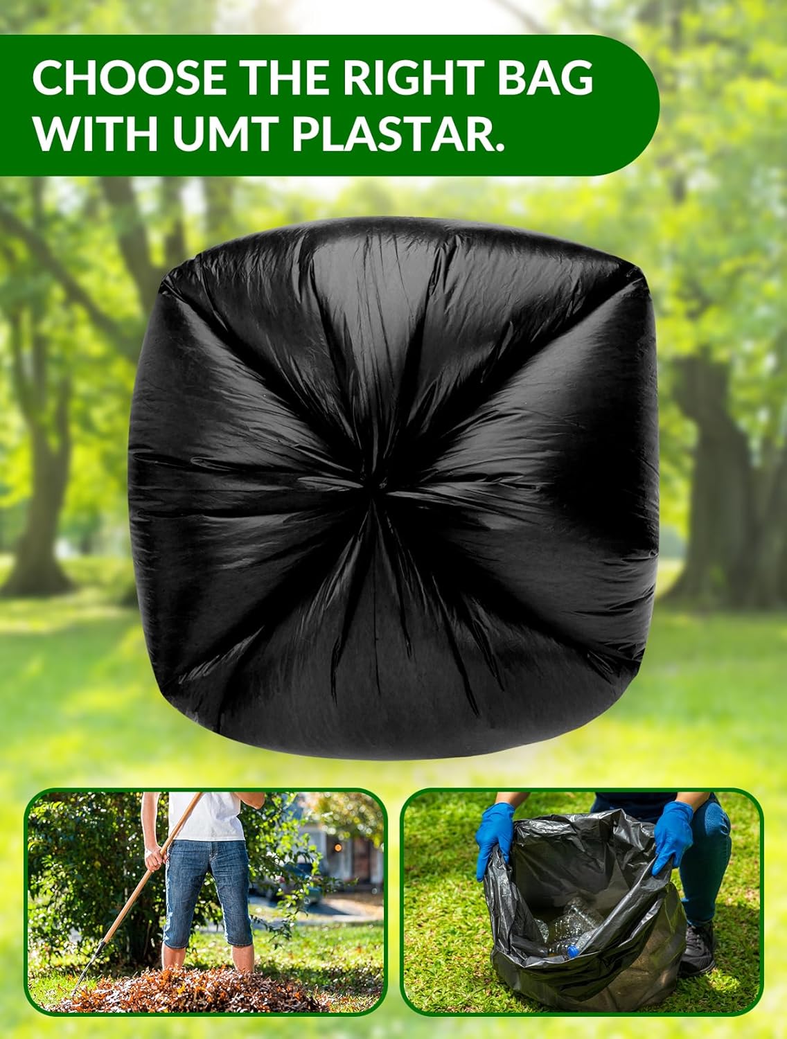 150 Count Heavy Duty Black Trash Bags, 40-45 Gallon, 38x46 Inches, 20 Micron Thick Large Garbage