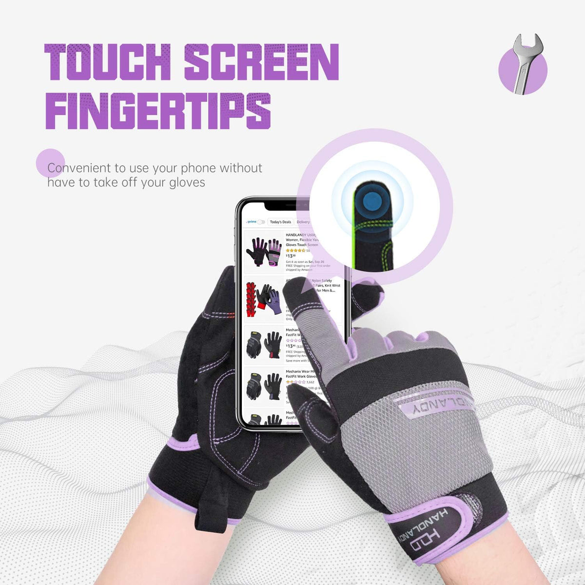 HANDLANDY Women Safety Work Gloves Utility Touch Screen Working Grip Glove for Yardwork Gardening