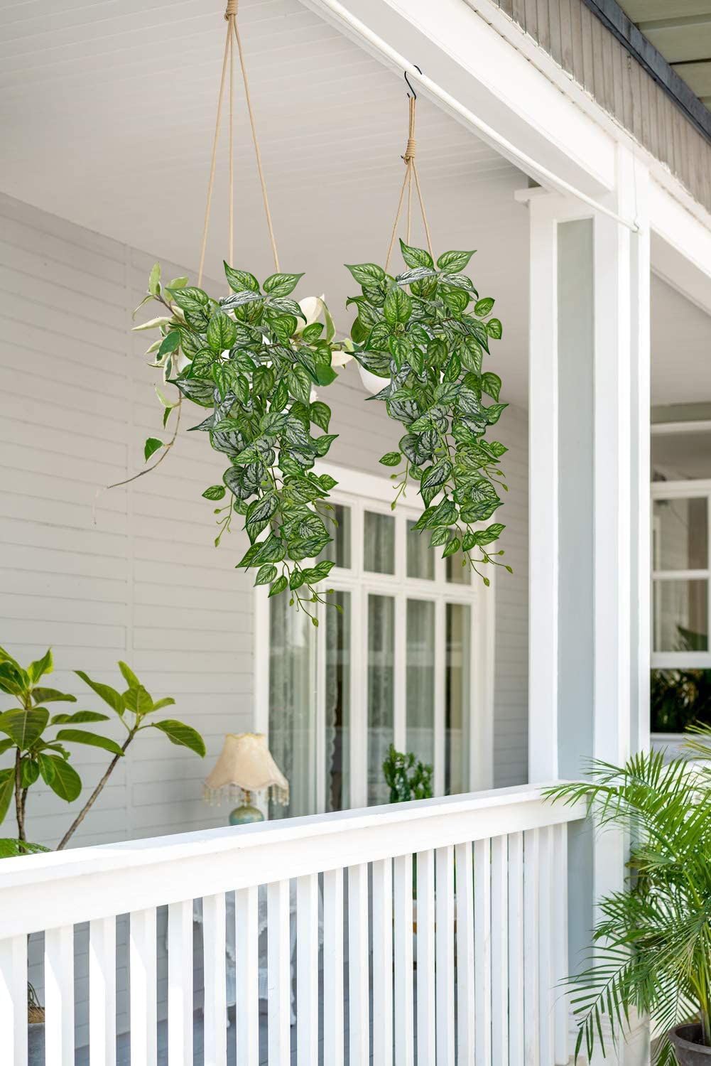 DILATATA Fake Hanging Plants Artificial Hanging Plants 26" Faux Pothos Leaves Plant for Wall Shelf