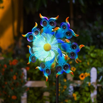 Solar Owls Wind Spinners for Yard and Garden,51 Inch Solar Windmill Seven Color LED Light Whirligig