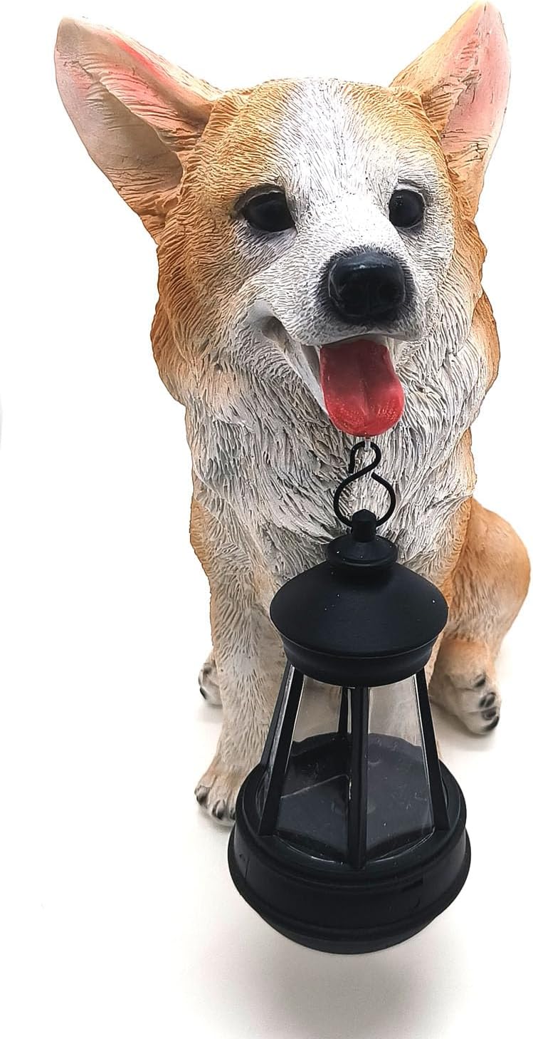 Dog Solar Statues Cute Corgi Solar Light for Outdoor Garden Halloween Decorations Christmas Decor