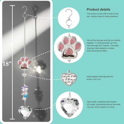 Funoasis Unique Gifts Crystal Suncatcher Dog & Cat Memorial Gift for Loss of Pet Window Hanging