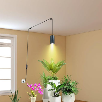 Plant Hanging Grow Light Full Spectrum Warm White Color with Timer, Plug-in Pendant Grow